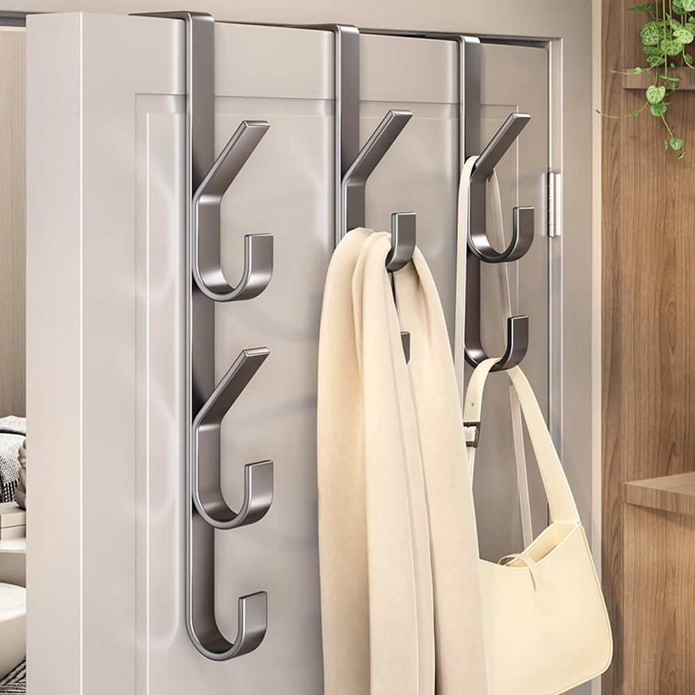 Locker Storage Metal - ตะขอแขวนประตูแบบไม่ต้องเจาะ ตู้แขวนโลหะเหนือประตูสำหรับแขวนเสื้อโค้ท หมวก กระเป๋า ใช้จัดเก็บในห้องน้ำ ห้องนอน