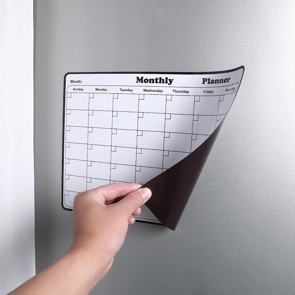 Magnetic Whiteboard Calendar - ปฏิทินรายเดือนแบบใช้ซ้ำได้และสมุดวางแผนรายสัปดาห์ กระดานไวท์บอร์ดแม่เหล็กแบบลบได้สำหรับติดตู้เย็น กระดานดำ สมุดโน้ต กระดานข้อความในครัว