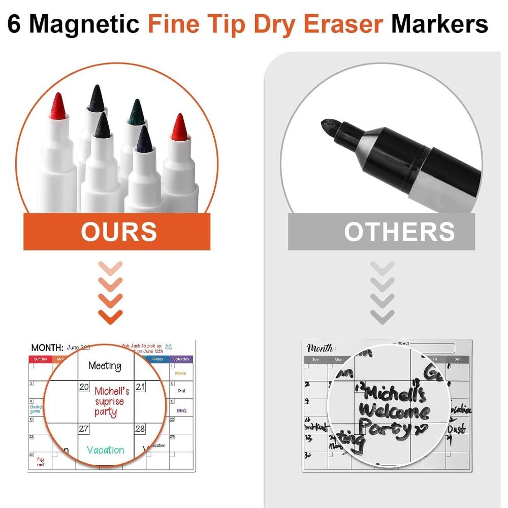 Magnetic Whiteboard Calendar - ปฏิทินแม่เหล็กแบบลบได้ กระดานไวท์บอร์ดแม่เหล็ก ปฏิทินติดตู้เย็นพร้อมปากกา ปฏิทินตั้งโต๊ะ กระดานข้อความ