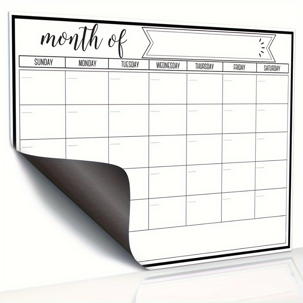 Magnetic Whiteboard Calendar - ปฏิทินแม่เหล็กแบบลบได้ 1 ชิ้น - แม่เหล็กติดตู้เย็นสไตล์ไวท์บอร์ด, ไวท์บอร์ดแม่เหล็ก,