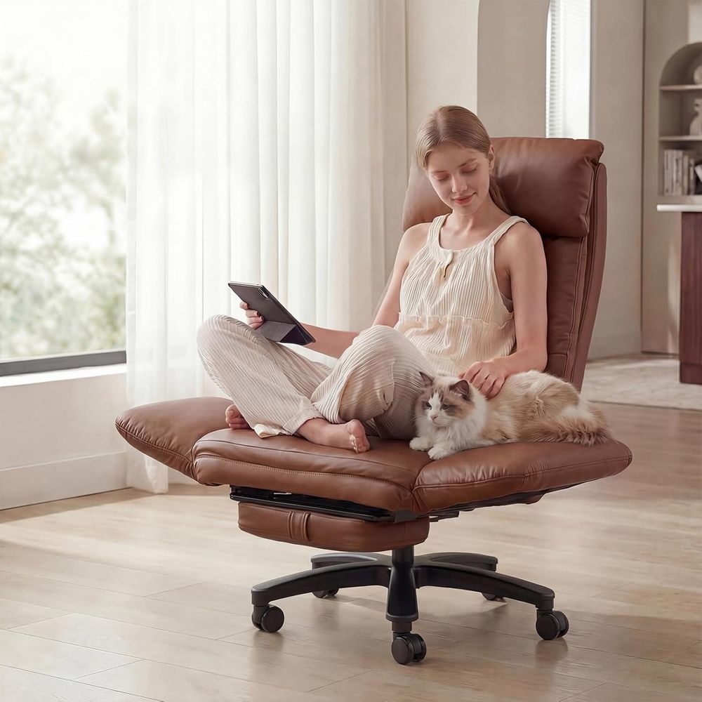 Office Furniture Plus - เก้าอี้สำนักงานแบบมีขาพร้อมที่นั่งที่เป็นมิตรกับสัตว์เลี้ยง, เก้าอี้สำนักงานขนาดใหญ่พิเศษ, เก้าอี้สำนักงานสำหรับคนรูปร่างใหญ่และสูงพร้อมที่พักเท้า, ที่วางแขนแบบปรับเปลี่ยนได้