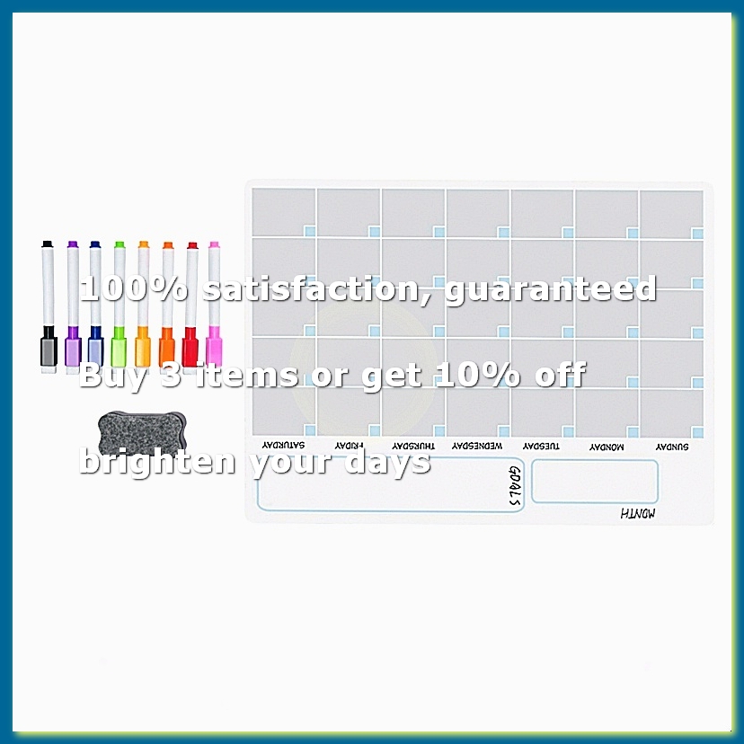 Magnetic Whiteboard Calendar - ชุดปฏิทินไวท์บอร์ดแม่เหล็ก A3 สำหรับเขียนลบได้ ปฏิทินวางแผนรายสัปดาห์สำหรับติดตู้เย็น ห้องครัว และบ้าน