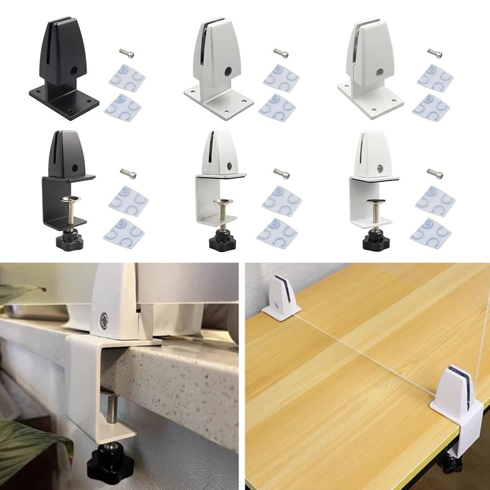 Office Furniture Hardware - คลิปหนีบกระจกสำหรับโต๊ะทำงาน อลูมิเนียมอัลลอยด์ สีดำ ขาว เงิน ปรับได้