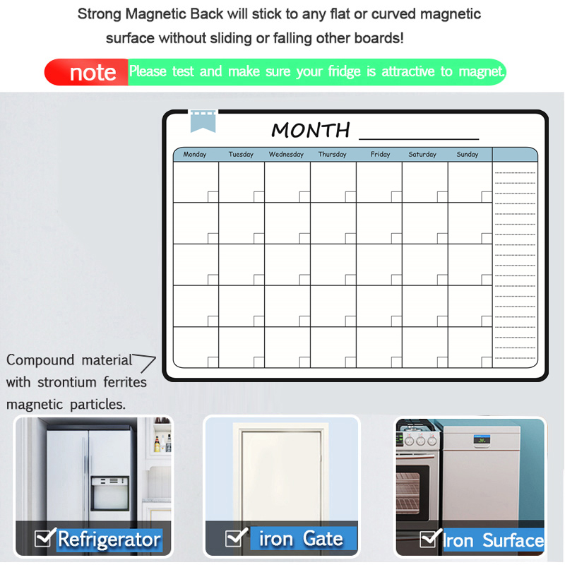 A3 ขนาดแม่เหล็กรายเดือนรายสัปด - Magnetic Whiteboard Calendar บทวิจารณ์และราคา