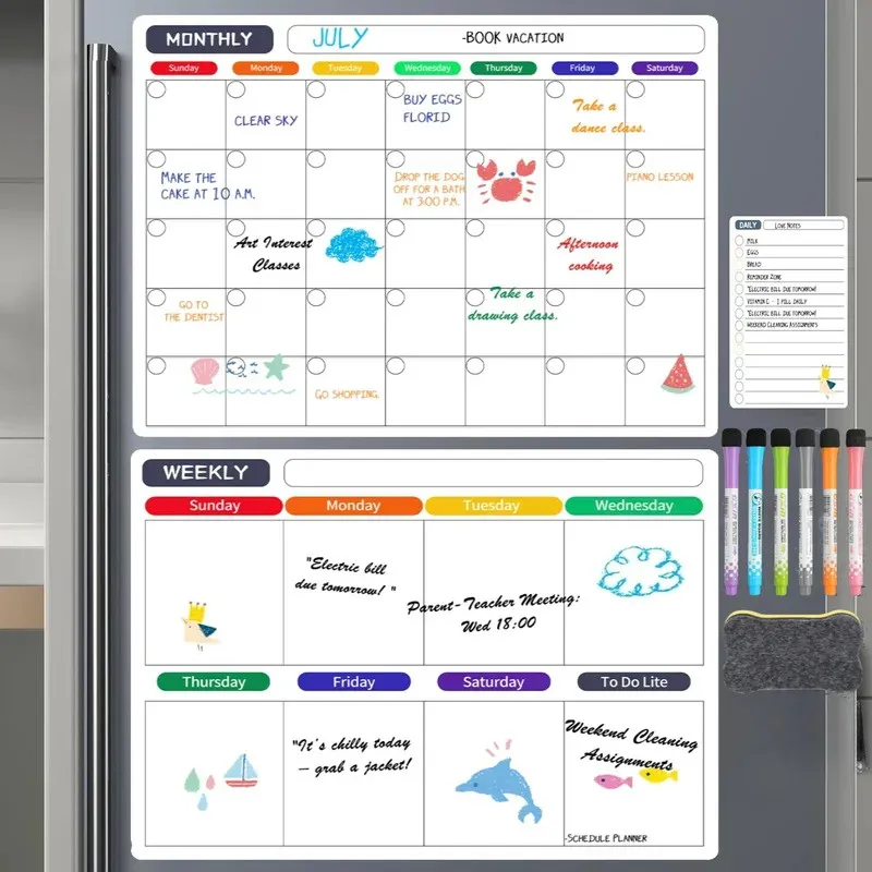 กระดานวางแผนรายสัปดาห์/รายเดือ - Magnetic Whiteboard Calendar บทวิจารณ์และราคา